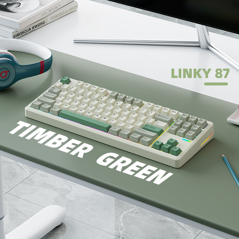 LINKY 87 TKL Customized Mechanical Keyboard 87 Keys Wired & Wireless Bluetooth LED Gaming Keyboard