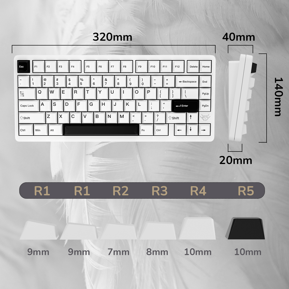 75 Size Keyboard INKY 75 Aluminum Custom Mechanical Keyboard Tri-Mode 75% Layout – Elec Fox