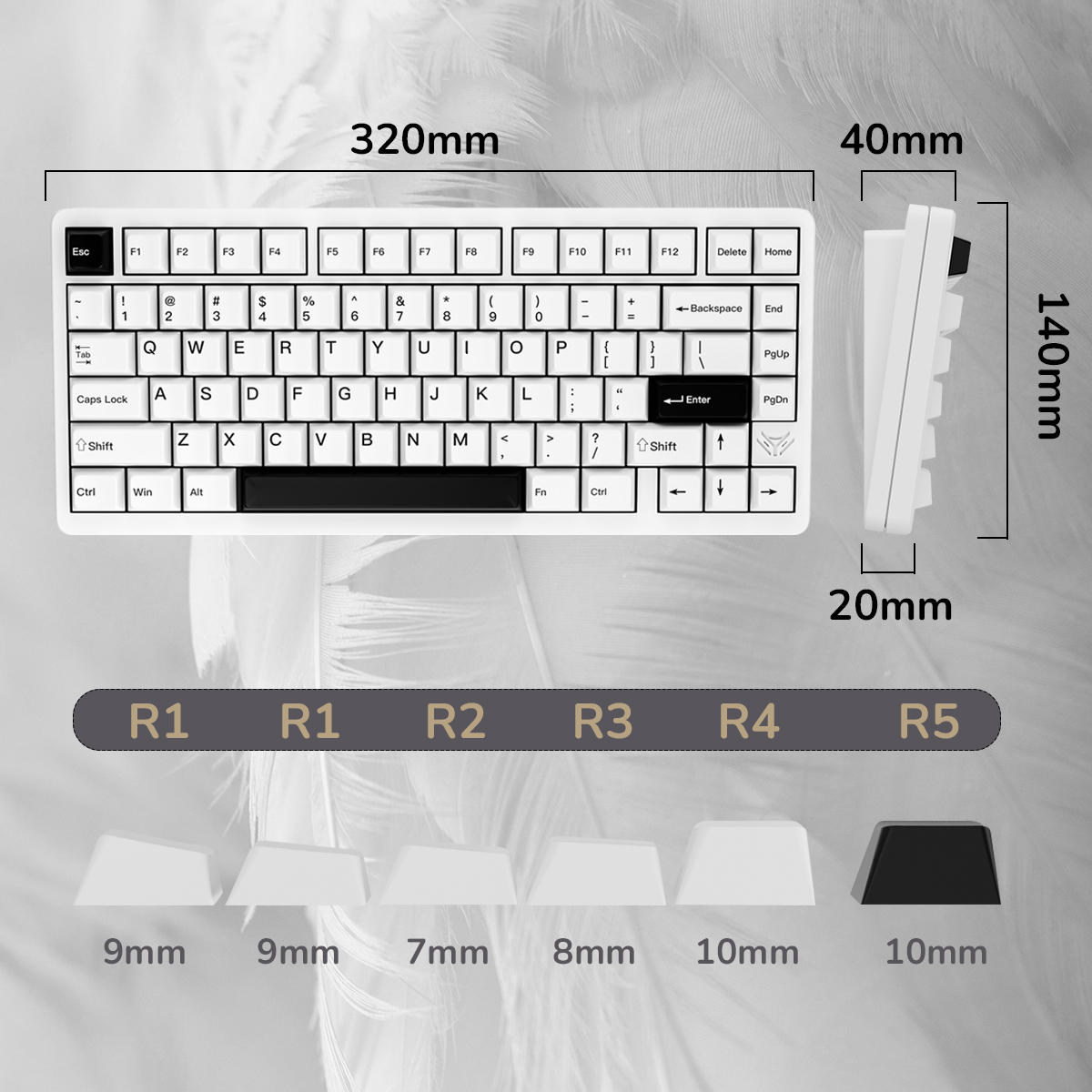 INKY 75 Aluminum Custom Mechanical Keyboard Tri-Mode 75% Layout